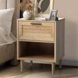 Oikiture Bedside Table Nightstand Bedroom Storage Cabinet Natural - Side View