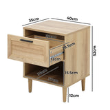 Oikiture Bedside Table Nightstand Bedroom Storage Cabinet Natural
