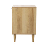 Oikiture Bedside Table Nightstand Bedroom Storage Cabinet Natural - Rear View