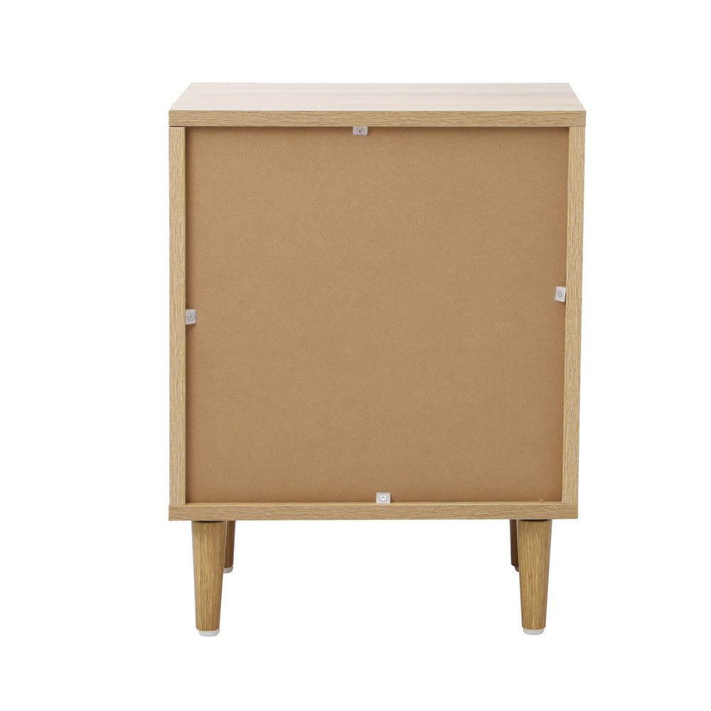 Oikiture Bedside Table Nightstand Bedroom Storage Cabinet Natural