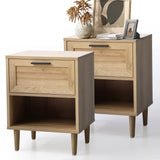 Oikiture Bedside Tables Set of 2 Nightstand Natural - Low Angle