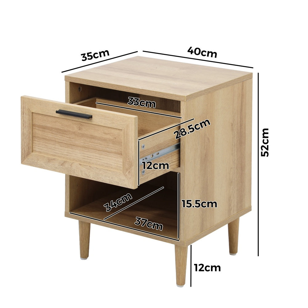 Oikiture Bedside Tables Set of 2 Nightstand Natural