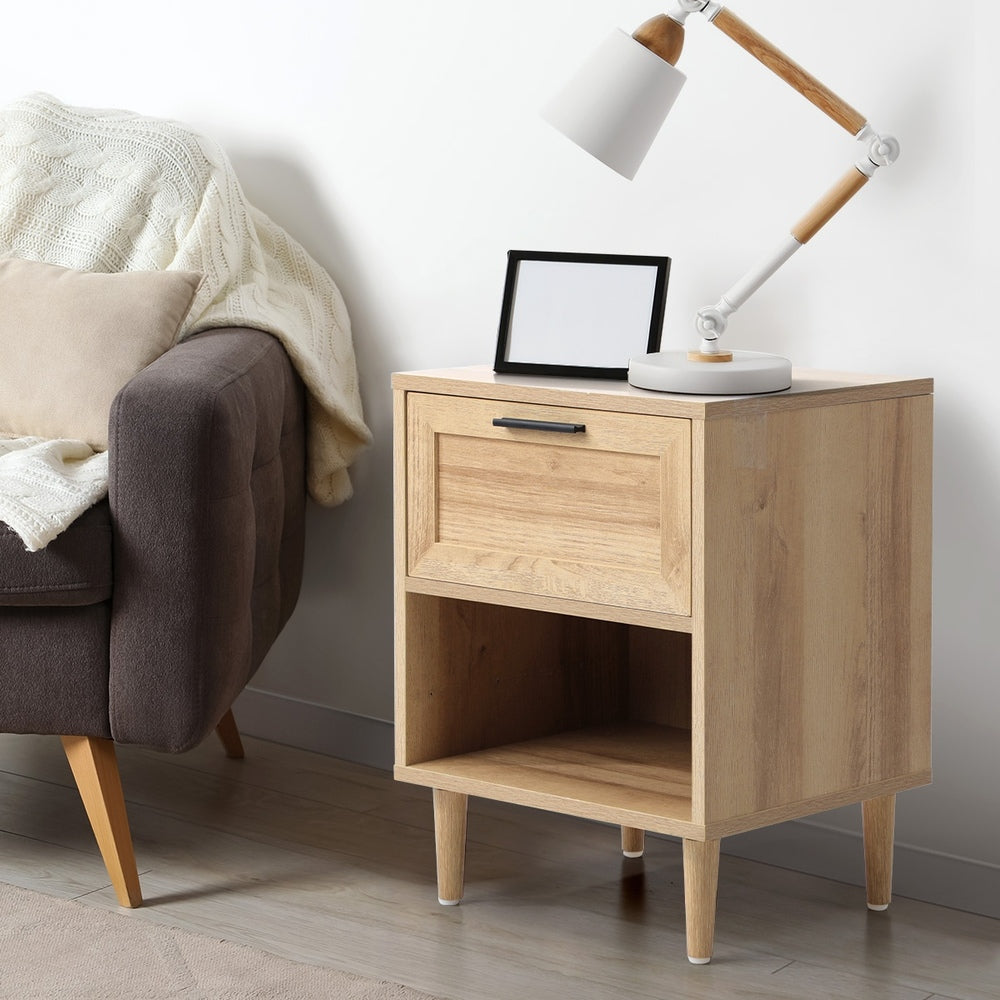 Oikiture Bedside Tables Set of 2 Nightstand Natural