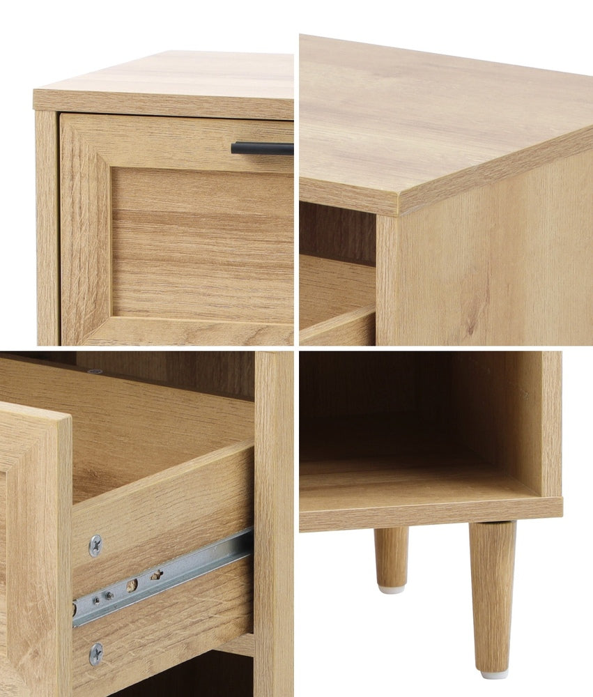 Oikiture Bedside Tables Set of 2 Nightstand Natural