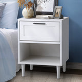 Oikiture Bedside Table Nightstand Bedroom Storage Cabinet White