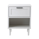 Oikiture Bedside Table Nightstand Bedroom Storage Cabinet White