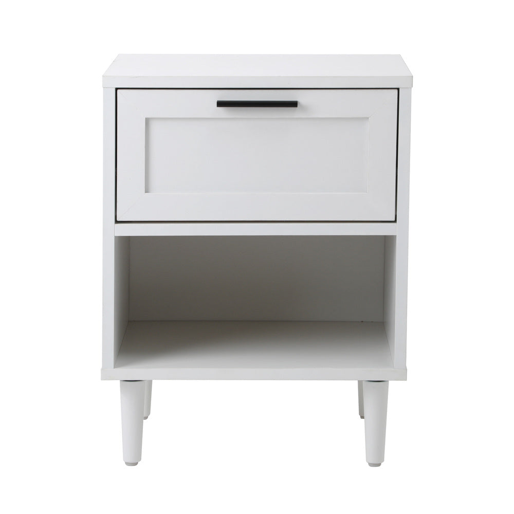 Oikiture Bedside Table Nightstand Bedroom Storage Cabinet White