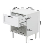 Oikiture Bedside Table Nightstand Bedroom Storage Cabinet White - Side View