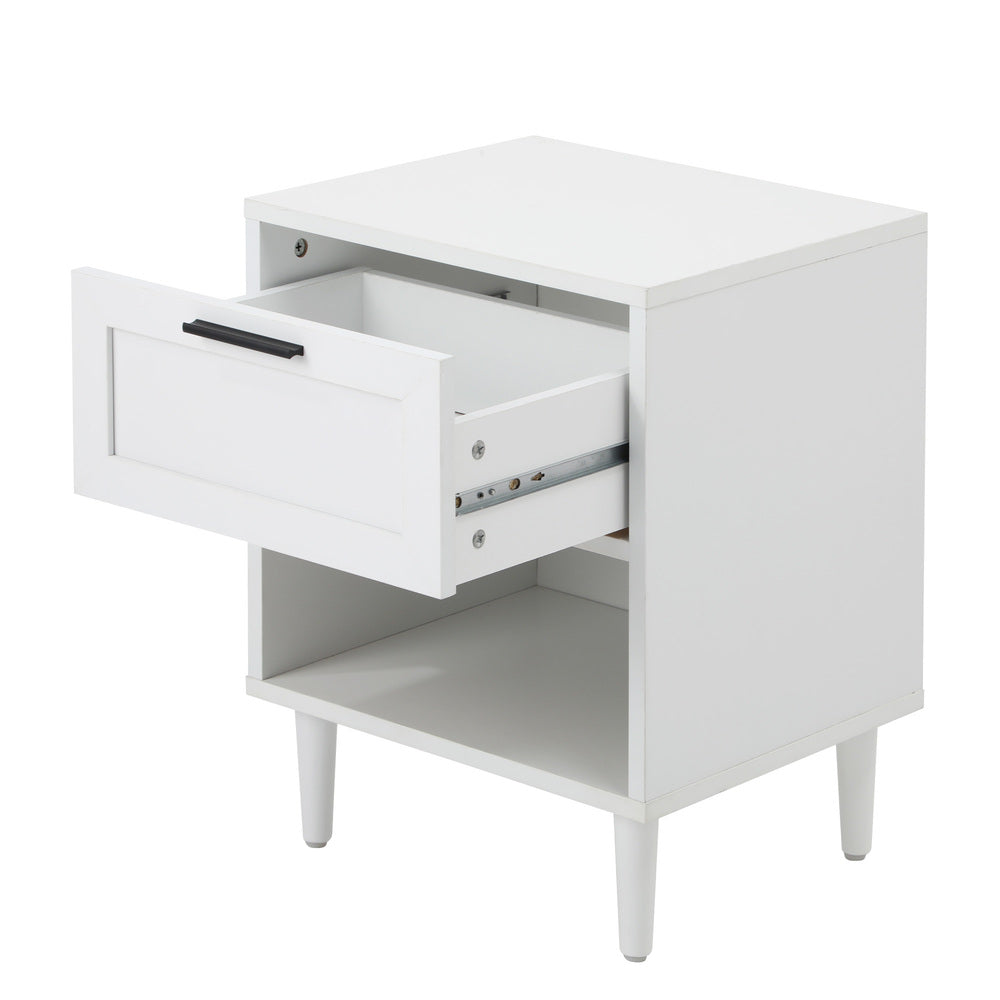 Oikiture Bedside Table Nightstand Bedroom Storage Cabinet White