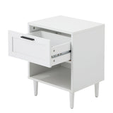 Oikiture Bedside Table Nightstand Bedroom Storage Cabinet White - Rear View