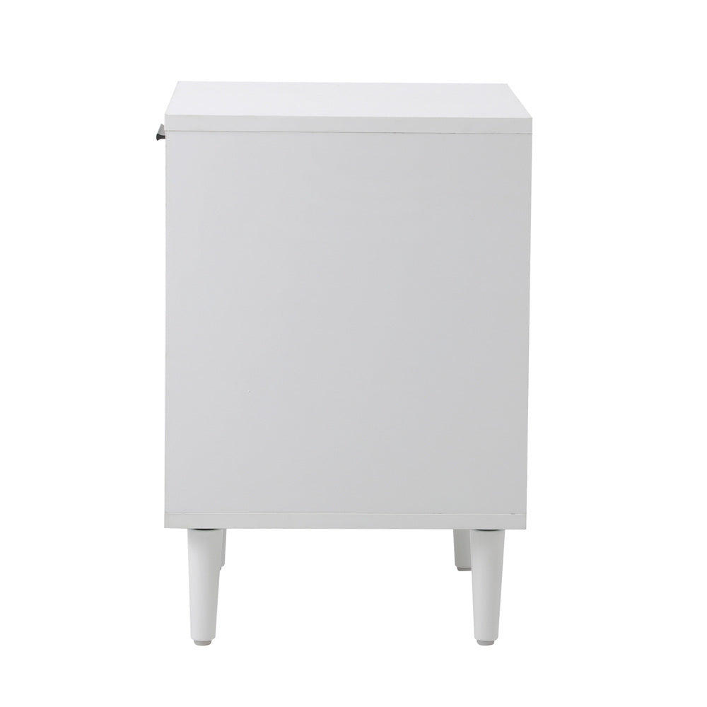 Oikiture Bedside Table Nightstand Bedroom Storage Cabinet White