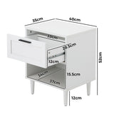 Oikiture Bedside Tables Set of 2 Nightstand White