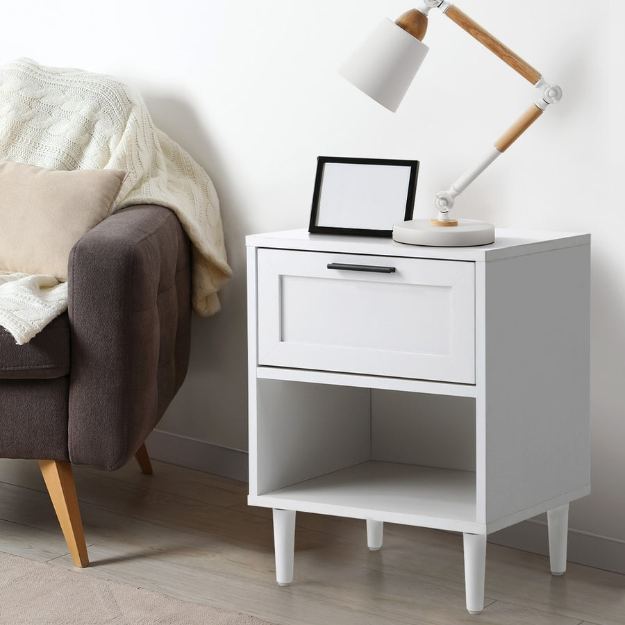 Oikiture Bedside Tables Set of 2 Nightstand White