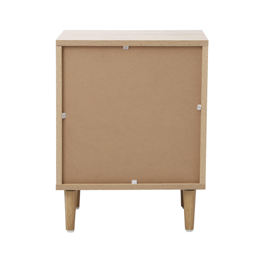 Oikiture Bedside Table Nightstand 2 Drwers Natural