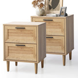 Oikiture Bedside Tables Set of 2 Nightstand Wood - Low Angle