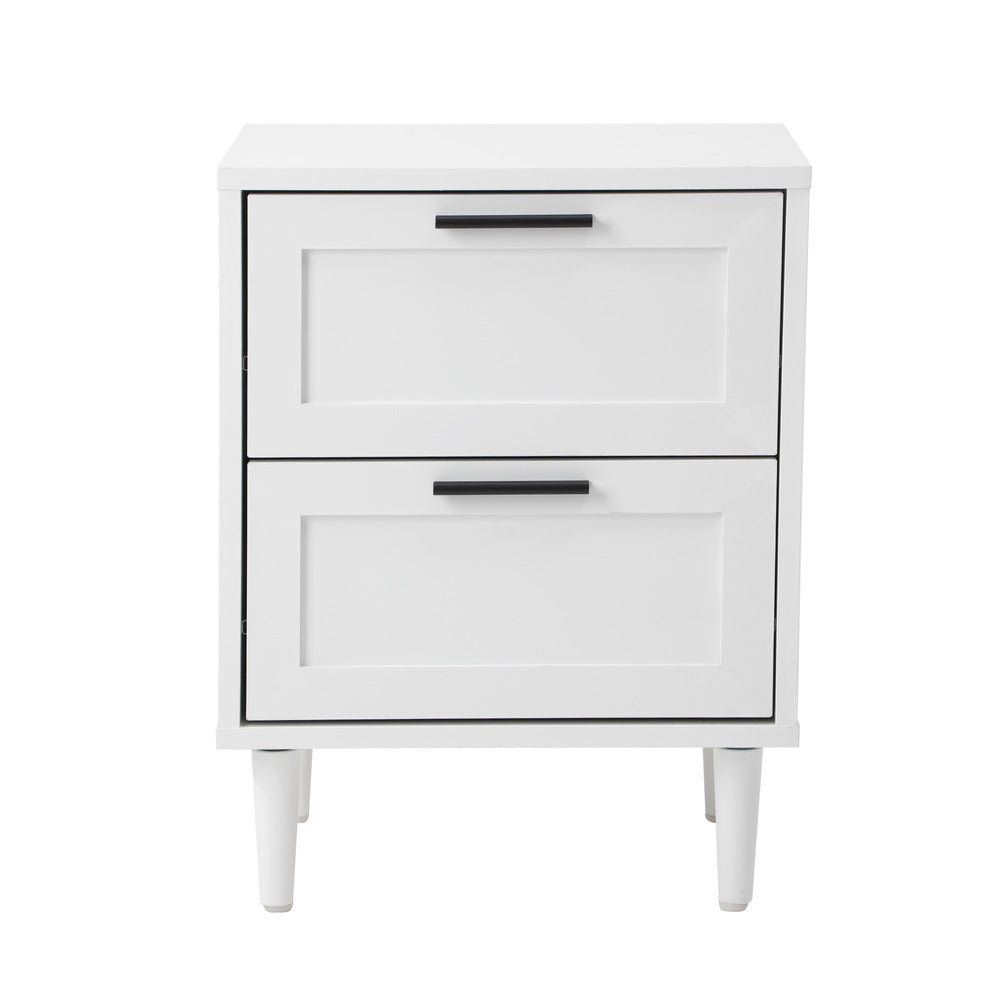 Oikiture Bedside Table Nightstand 2 Drwers White