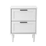 Oikiture Bedside Table Nightstand 2 Drwers White - Side View