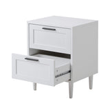 Oikiture Bedside Table Nightstand 2 Drwers White - Rear View