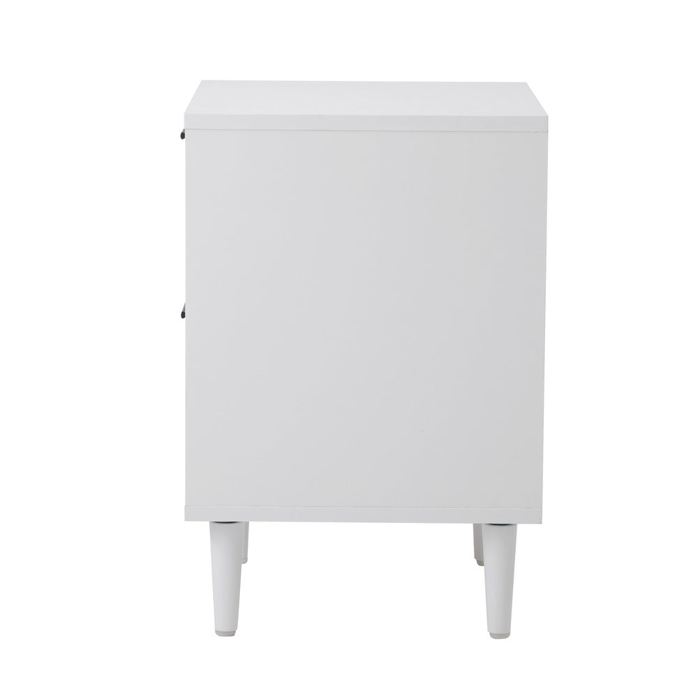 Oikiture Bedside Table Nightstand 2 Drwers White