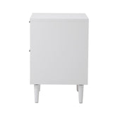 Oikiture Bedside Table Nightstand 2 Drwers White - 45-Degree Angle