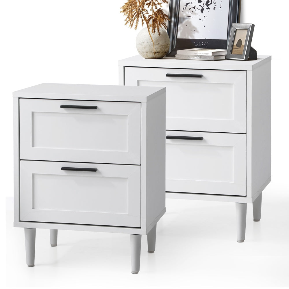 Oikiture Bedside Tables Set of 2 Nightstand White