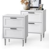 Oikiture Bedside Tables Set of 2 Nightstand White - Low Angle