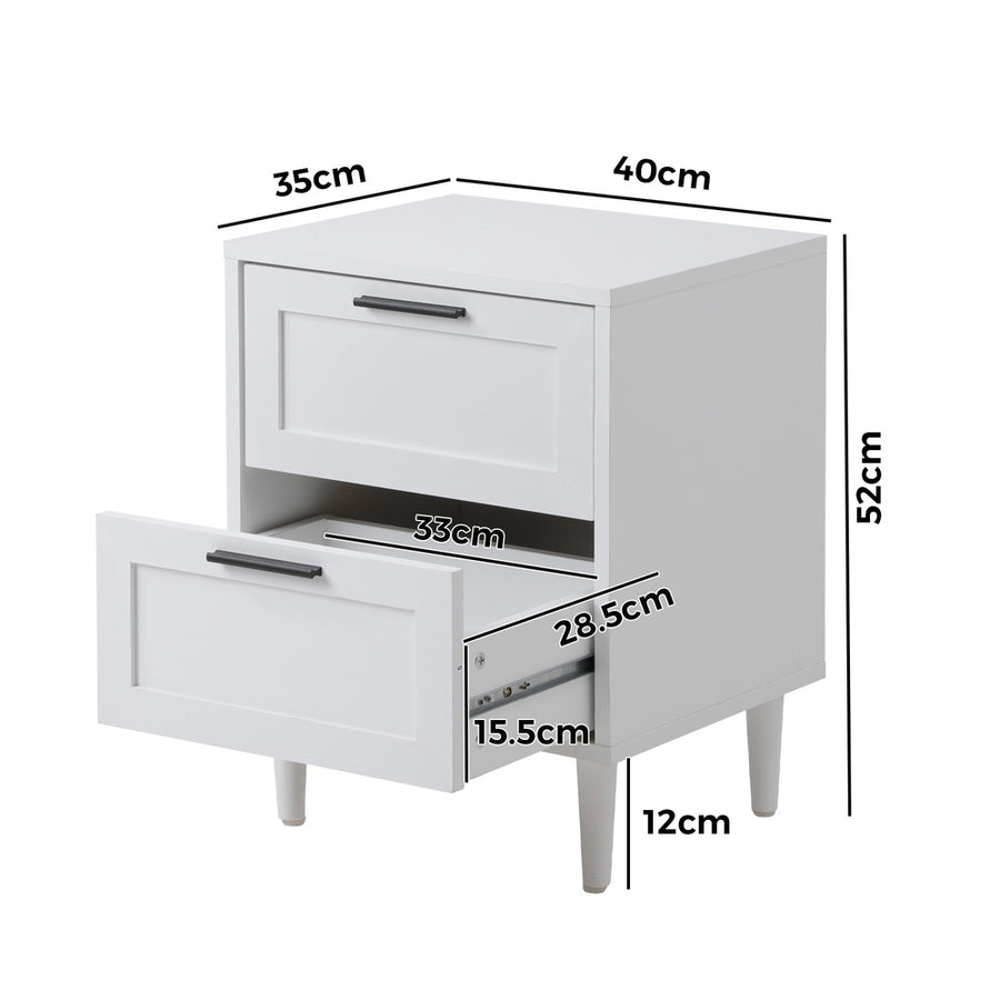 Oikiture Bedside Tables Set of 2 Nightstand White, image 9