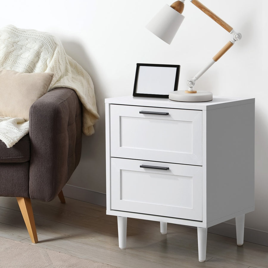 Oikiture Bedside Tables Set of 2 Nightstand White, image 10