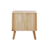Oikiture Set of 2 Bedside Tables 2 Drawers Side Tables Rubber Wood