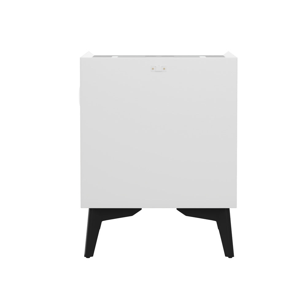 Oikiture 2x Smart Bedside Tables Wireless Charging LED 2 Drawers White