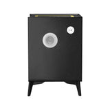 Oikiture Smart Bedside Table Wireless Charging LED Lights 3 Drawers Black