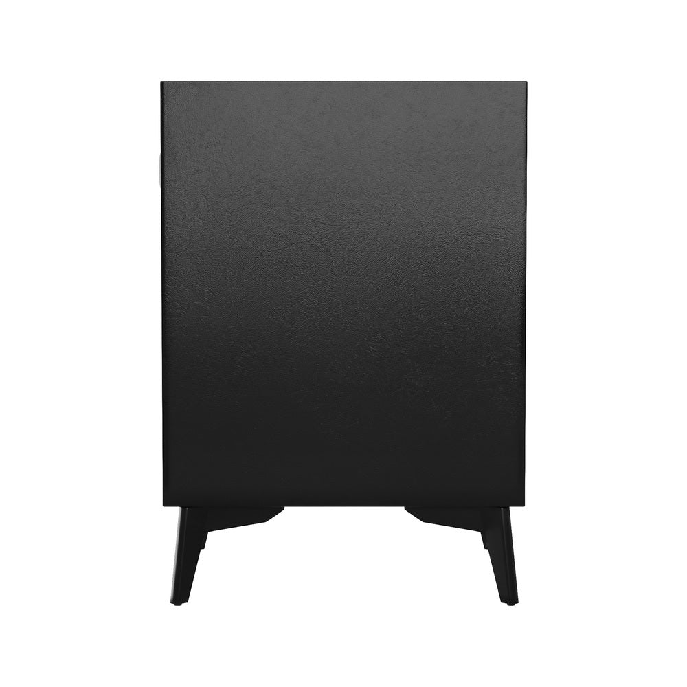 Oikiture Smart Bedside Table Wireless Charging LED Lights 3 Drawers Black