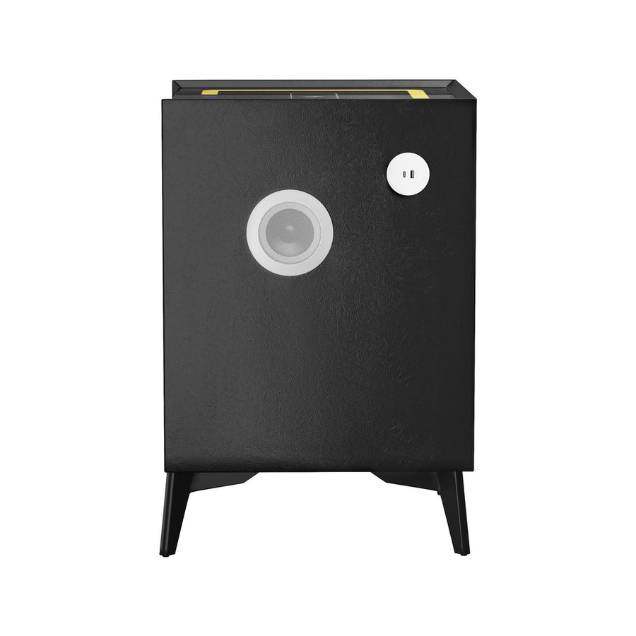 Oikiture 2x Smart Bedside Tables Wireless Charging LED 3 Drawers Black