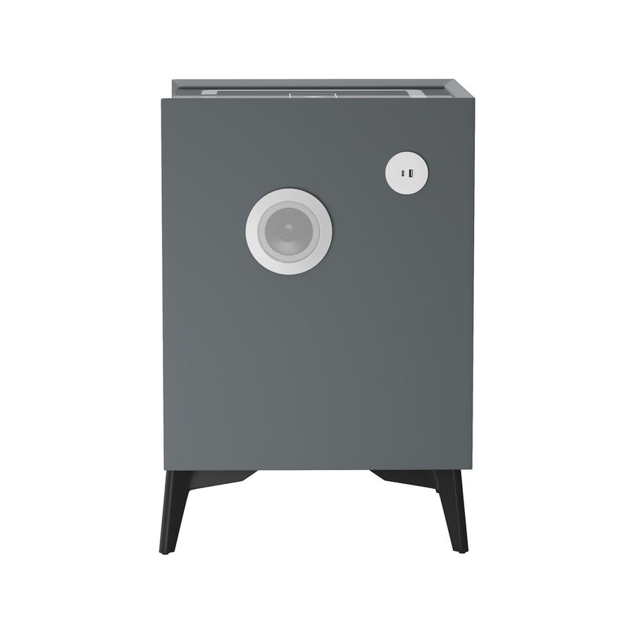 Oikiture 2x Smart Bedside Tables Wireless Charging LED 3 Drawers Grey