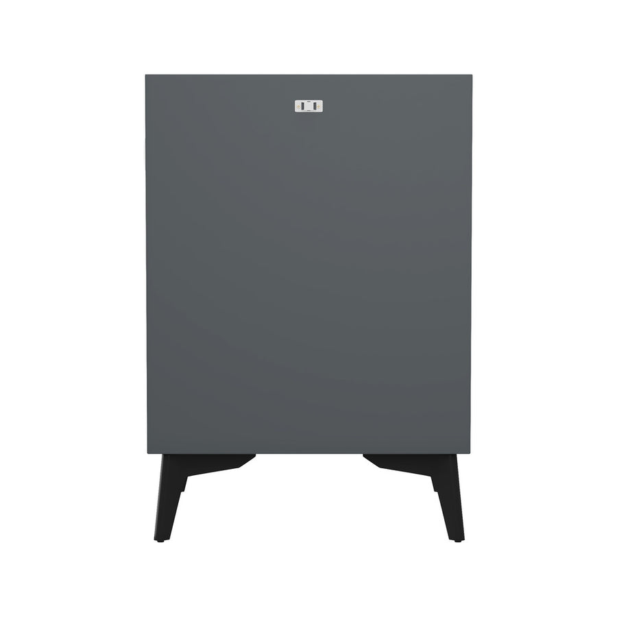 Oikiture 2x Smart Bedside Tables Wireless Charging LED 3 Drawers Grey