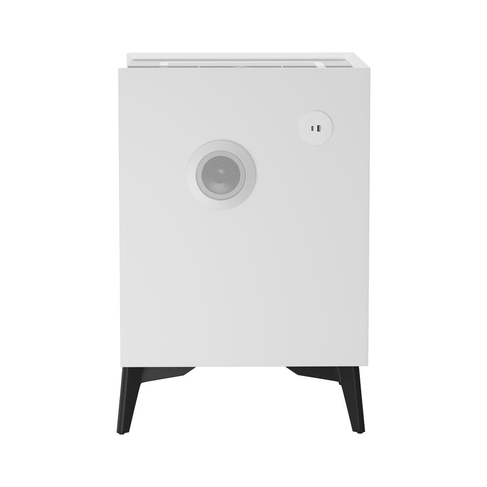Oikiture Smart Bedside Table Wireless Charging LED 3 Drawers White