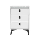 Oikiture 2x Smart Bedside Tables Wireless Charging LED 3 Drawers White - Rear View