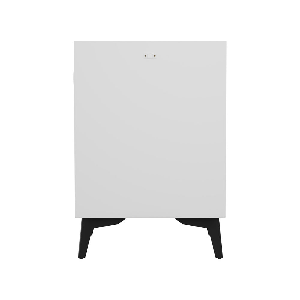 Oikiture 2x Smart Bedside Tables Wireless Charging LED 3 Drawers White