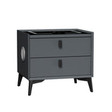 Oikiture Smart Bedside Table Wireless Charging LED 2 Drawers Grey