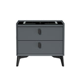 Oikiture 2x Smart Bedside Tables Wireless Charging LED Nightstand Grey - Top-Down View