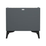 Oikiture 2x Smart Bedside Tables Wireless Charging LED Nightstand Grey - Front View