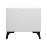 Oikiture Smart Bedside Table LED Wireless Charging 2 Drawers White - Low Angle