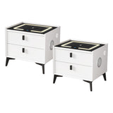 Oikiture 2x Smart Bedside Tables LED Wireless Charging Nightstand White