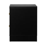 Oikiture Bedside Table with Alloy Handles 2 Drawers Black - Side View