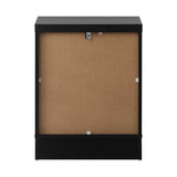 Oikiture Bedside Table with Alloy Handles 2 Drawers Black