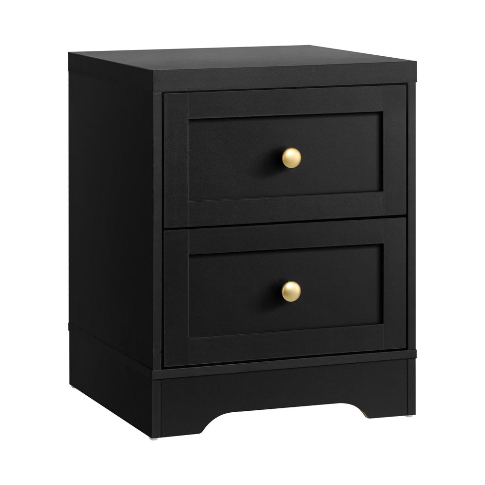 Oikiture 2X Bedside Tables Hamptons Furniture Black