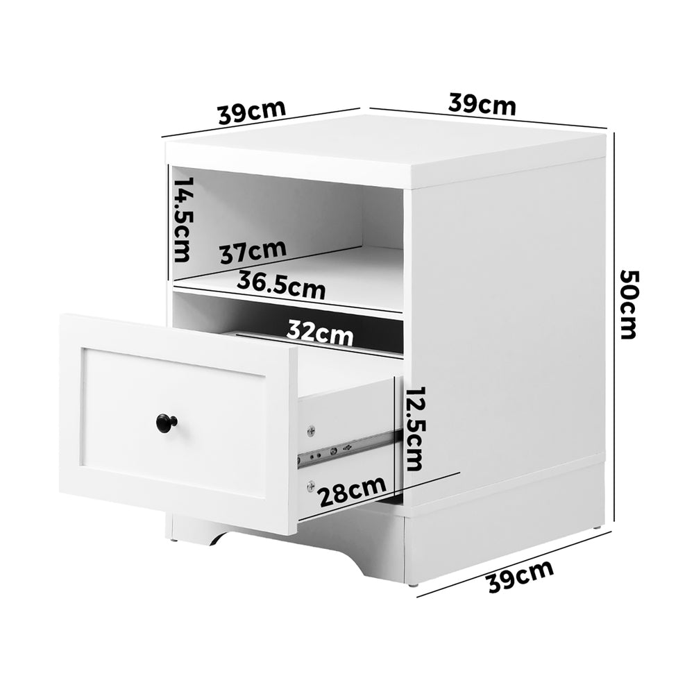 Oikiture Bedside Tables Hamptons Furniture White