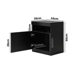 Oikiture Bedside Table LED Nightstand Shelf Black, LED Lights