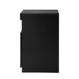 Oikiture Bedside Table LED Nightstand Shelf Black - Side View