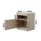 Oikiture Bedside Tables Set of 2 LED Nightstand Shelf Natural